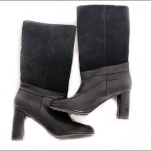Armani Black Leather & Suede Heeled Boots